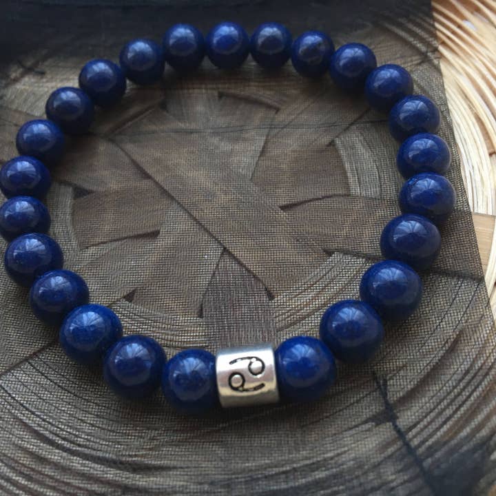 Roshni Desai & Things - Vente Bracelet de perles - Bracelet signe du zodiaque signe du cancer lapis lazuli1