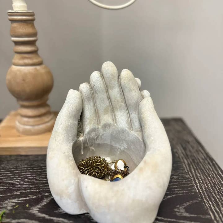 Cement Hands Planter/Candle Holder for wholesale by Mothology Home