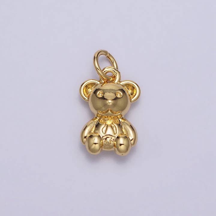 Gold Teddy Bear Animal Minimalist Mini Add-On Charm | AC215 for wholesale by Aim Eternal