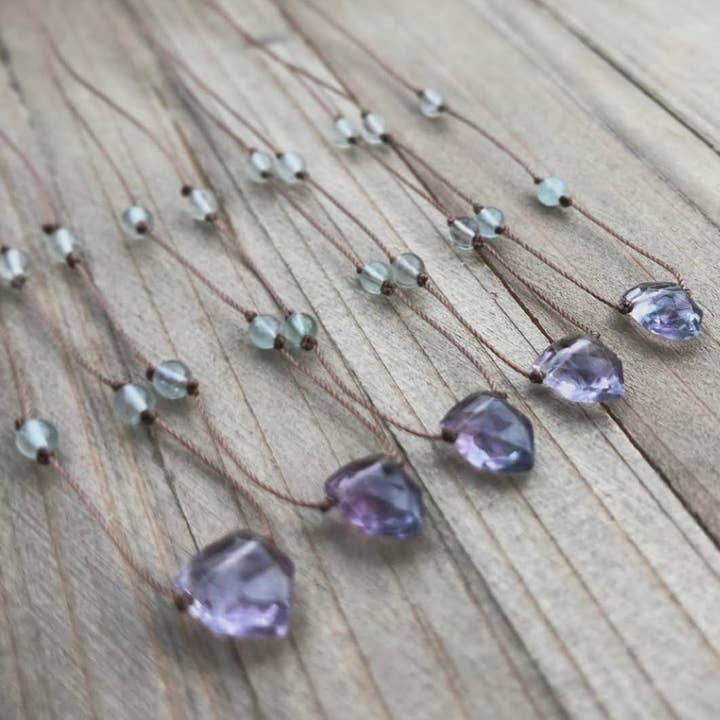 Merelani Designs - Wholesale Pendant/Charm Necklace - Fluorite Shield Cord Necklace