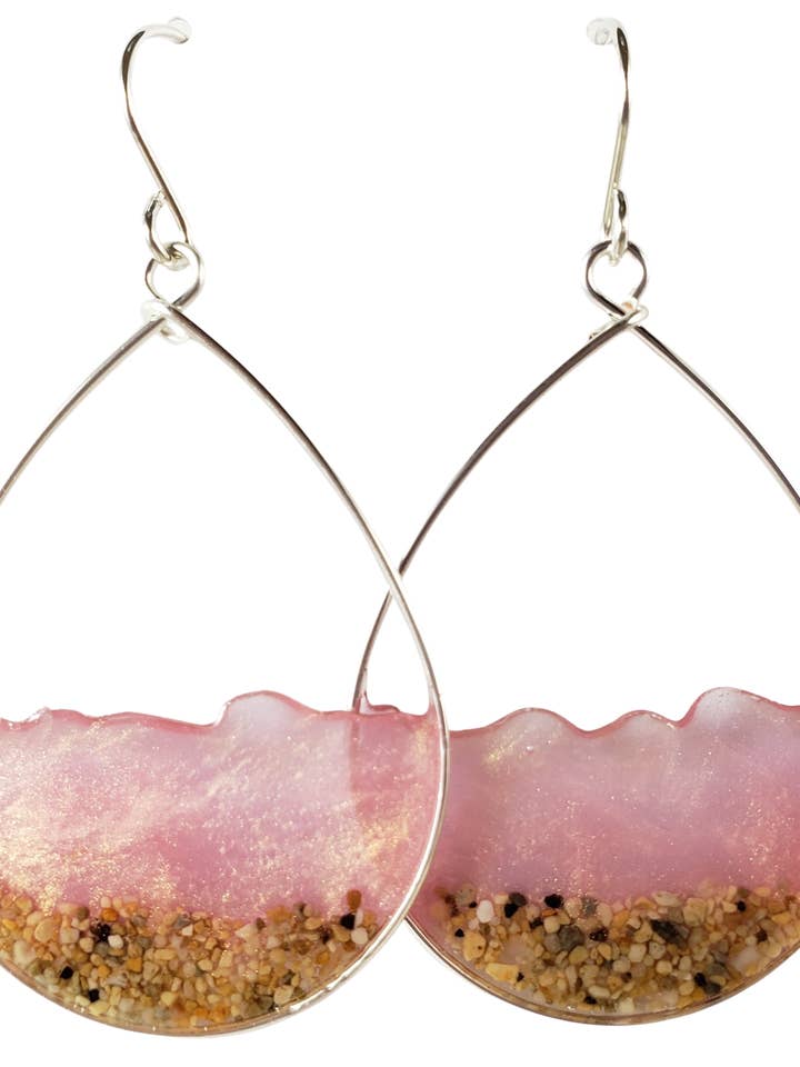 Pendientes agua y arena de oro rosa rosa en plata de ley para venta al por mayor de Skinny Pig Designs