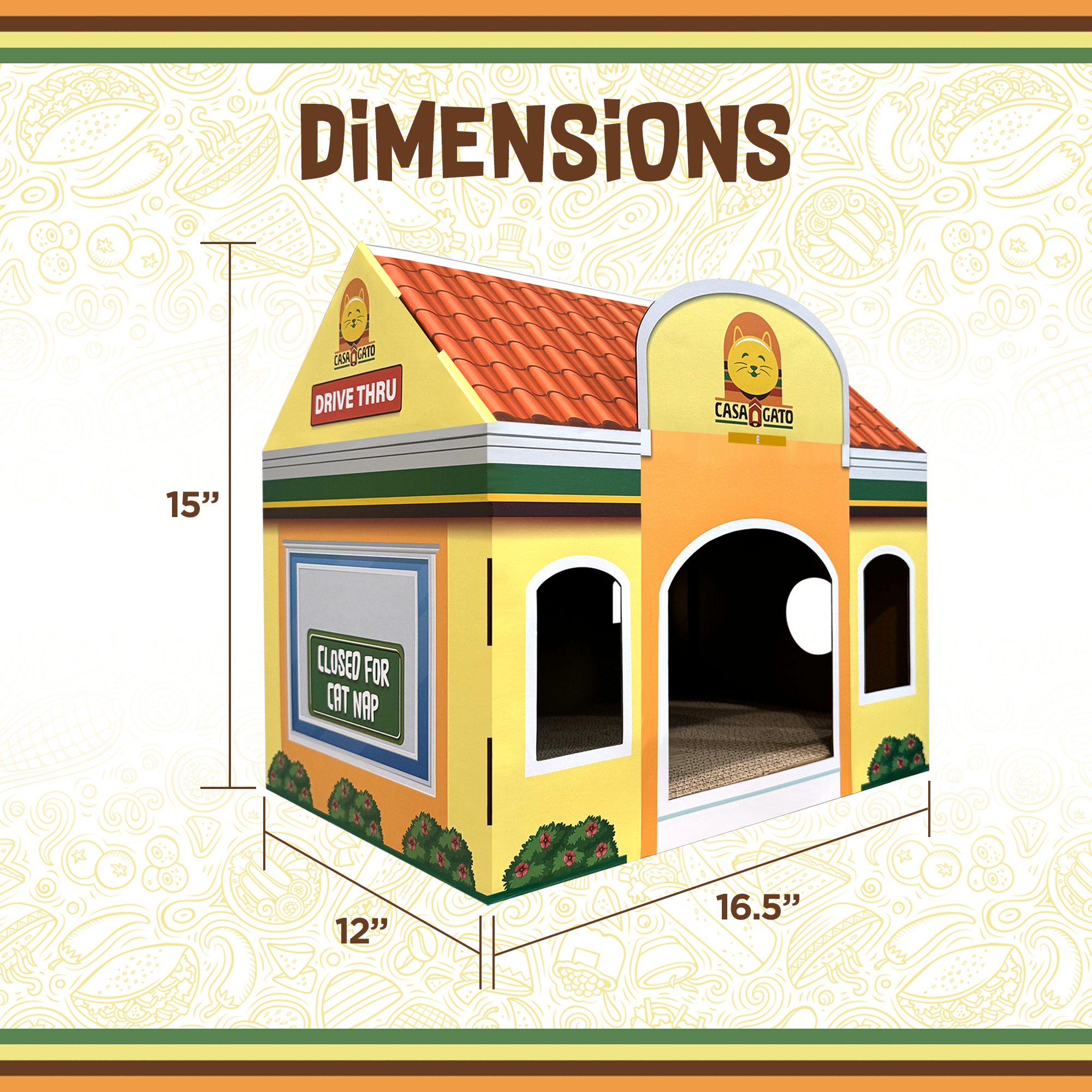 Capnip - Wholesale Pet Cave - Cat/Dog - Capnip Casa Gato Mexican Fast Food Cardboard Cat House4
