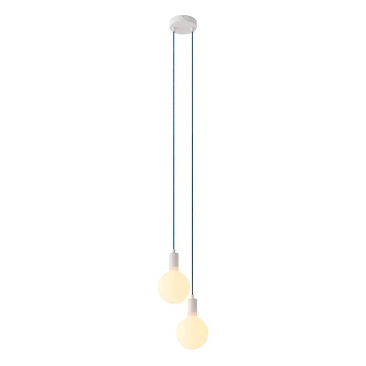 Multiple pendant lamp with 2 drops complete with textile cable and for wholesale by LIGHTINUP S.R.L.