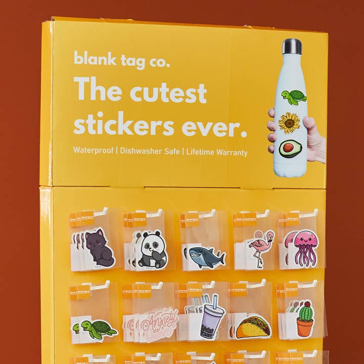 Blank Tag Co. Stickers - Waterproof Stickers - Wholesale Retailer Display Stand/Case - Floor Sticker Display Stand2