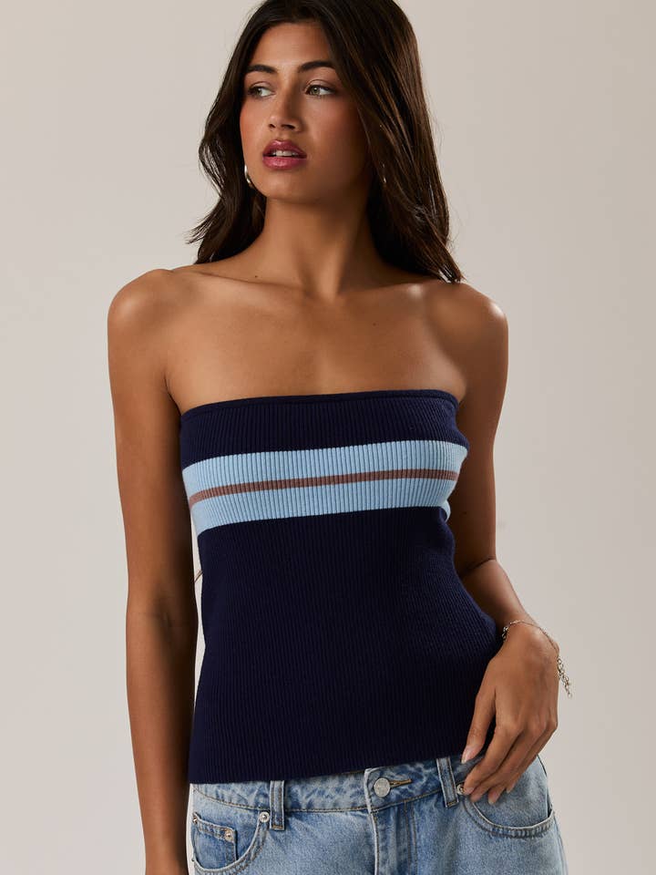 STRIPE KNIT TUBE TOP for wholesale by LE LIS