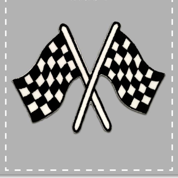 white Iron-on patch - chequered flag for wholesale on Faire1
