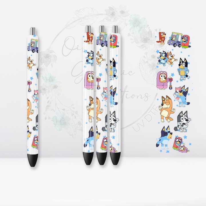 Oily Graphic Creations - Wholesale Sticker - Blue Dog with Stars-UV DTF Pen Decal