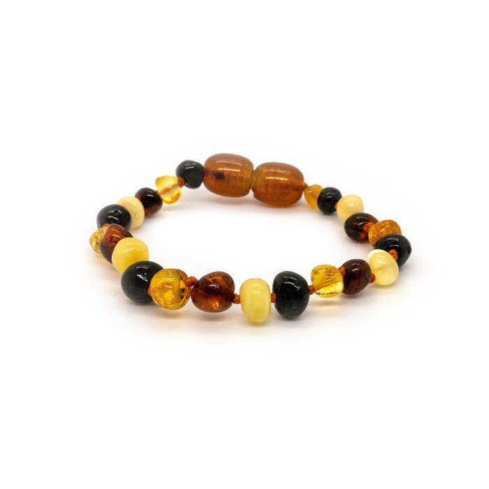 Baltic Essentials - Wholesale Beaded Bracelet - Kids - Polished 5.5 Inch Multi Baltic Amber Bracelet for Baby, Infant, Toddler, Big Kid, Child
