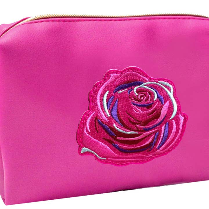 Camille’s Closet - Wholesale Makeup/Cosmetic Bag - Rose Embroidered Cosmetic Bag1