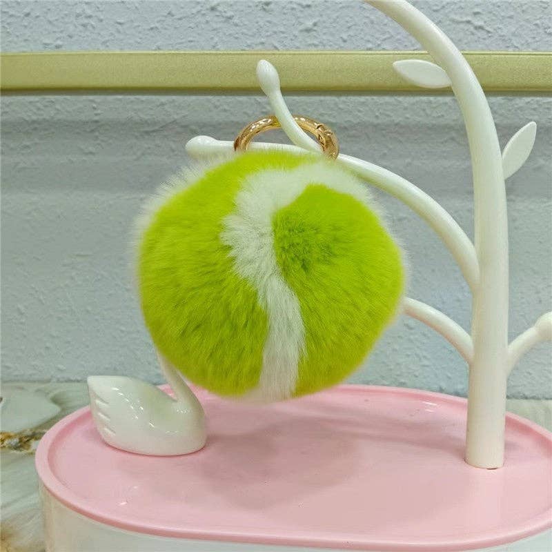APPLE GREEN Imitation Otter Rabbit Hair Tennis Keychain Pendant for wholesale on Faire1