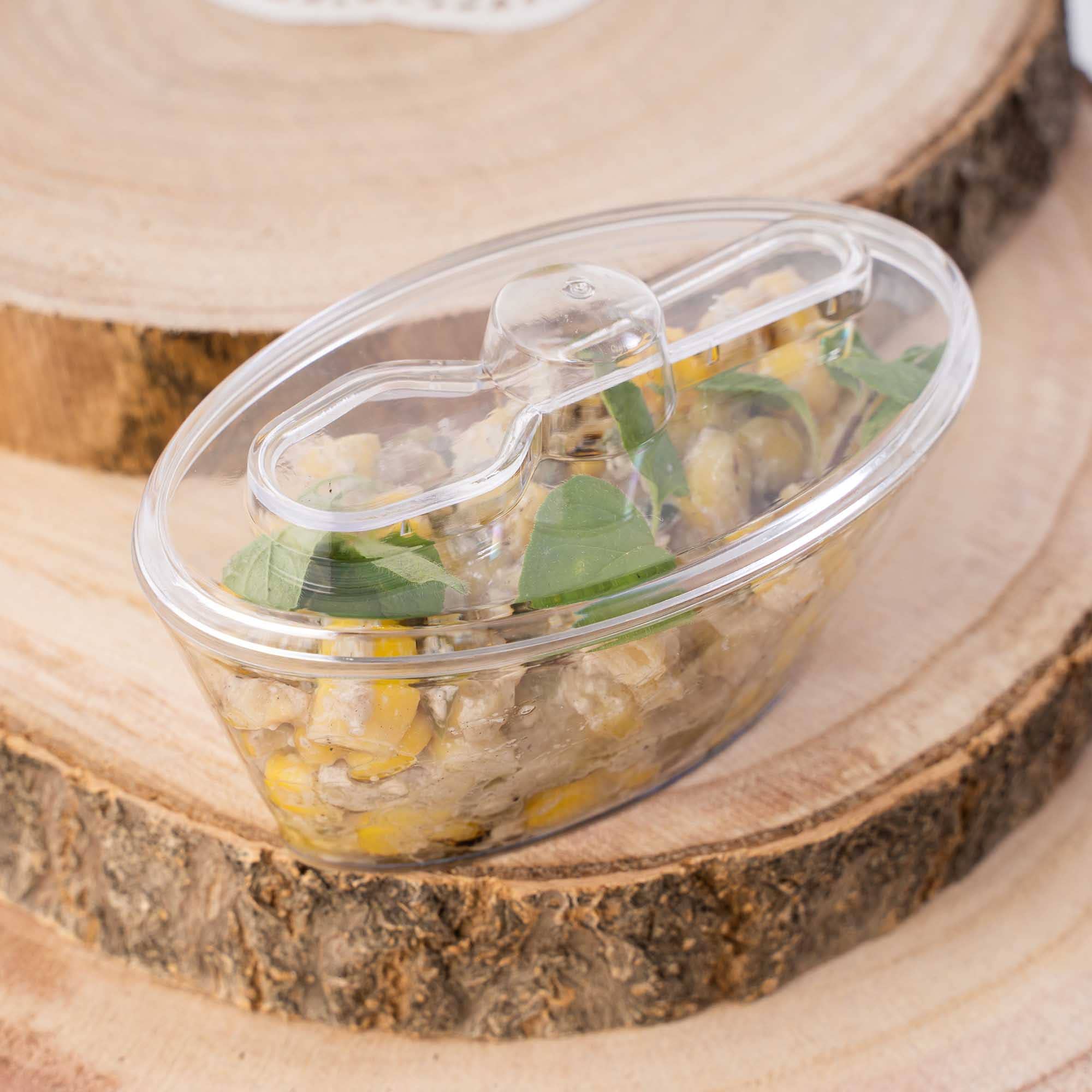 Portofino International Trading, USA - Vente Gobelets jetables - Tasse à dessert en plastique avec couvercle et cuillère, 6 pièces1