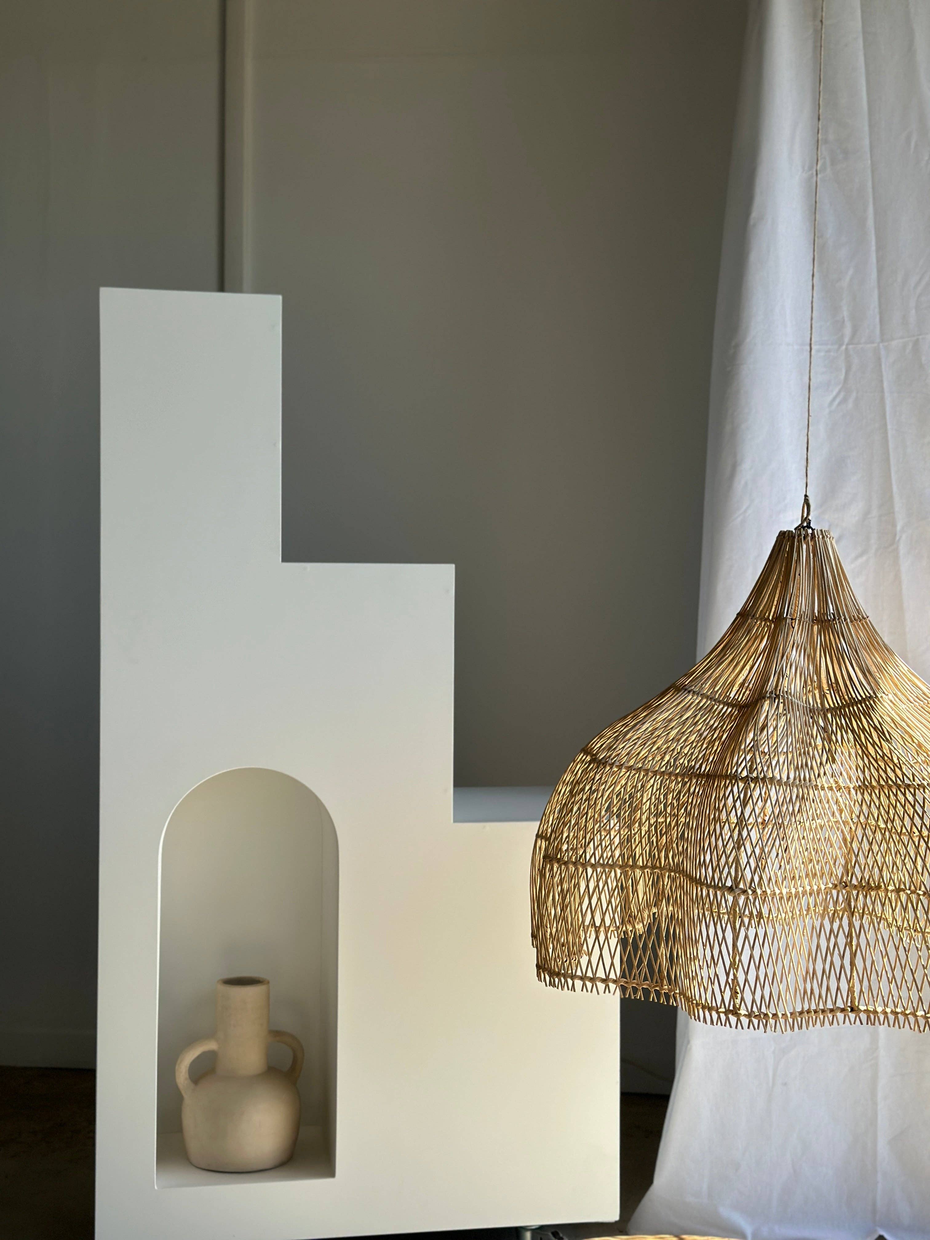 Office Objets - Wholesale Chandelier/Hanging Light - Pendant light, flower-shaped rattan fixture, tulip, corolla H:80cm D80cm1