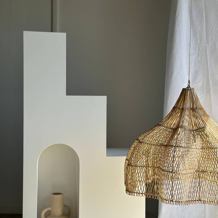 Office Objets - Wholesale Chandelier/Hanging Light - Pendant light, flower-shaped rattan fixture, tulip, corolla H:80cm D80cm1