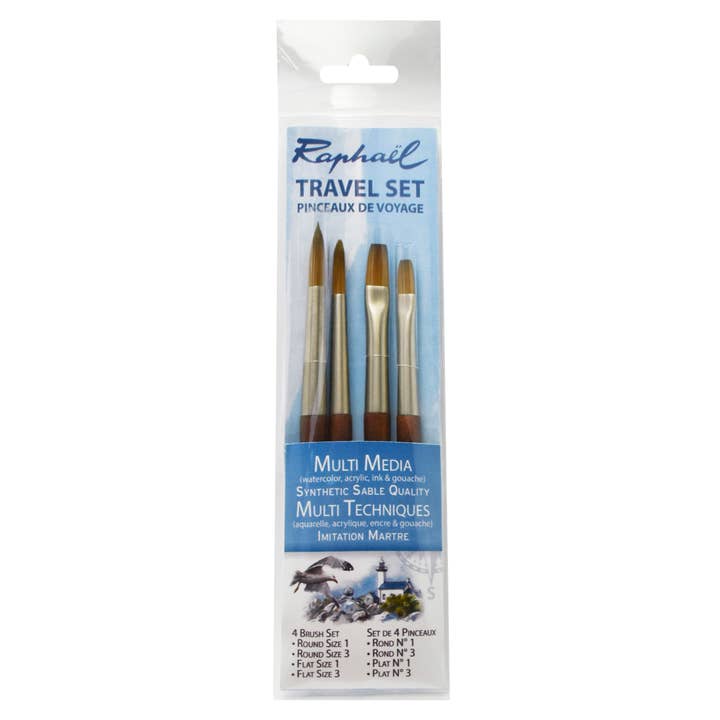 MacPherson's - Wholesale Paint/Wax Brush - Raphael Travel Brush Set, Round 01, 03, Flat 01, 03