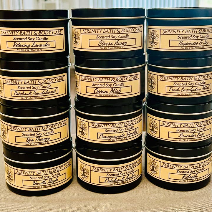 Lyxiga doftande sojaljus för wholesale av Serenity Bath and Body Care