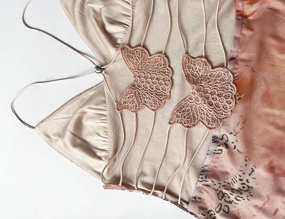 HIDDENBRAND - Wholesale Dress - Women's - Boho unique print sheer Mesh Butterfly Back Maxi Dress5