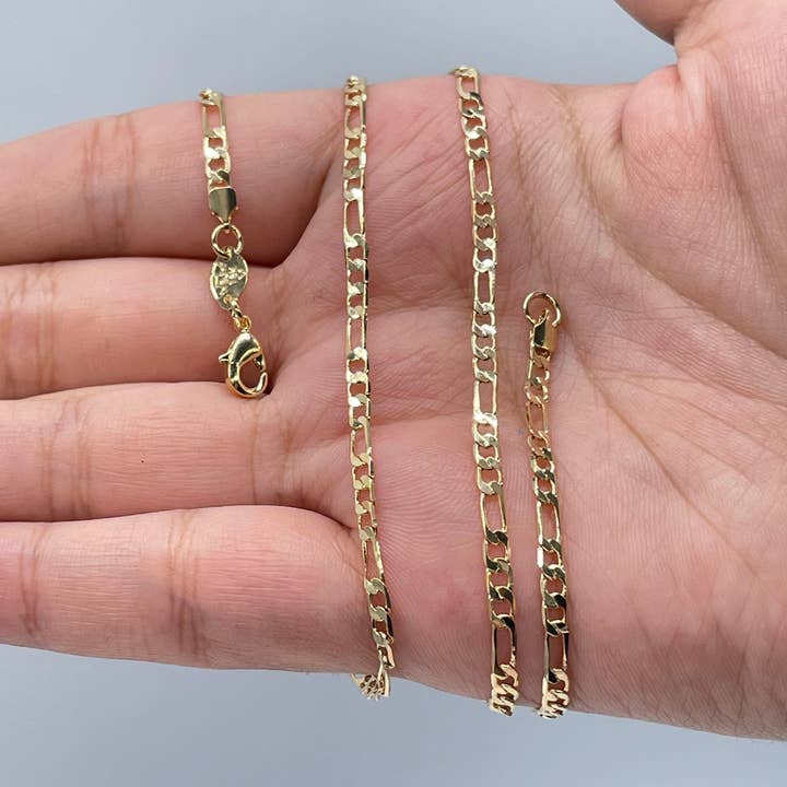 Milie - Venta al por mayor Collares de cadenas y eslabones - Cadena de eslabones Figaro de 3 mm en oro laminado de 18k y joyería2