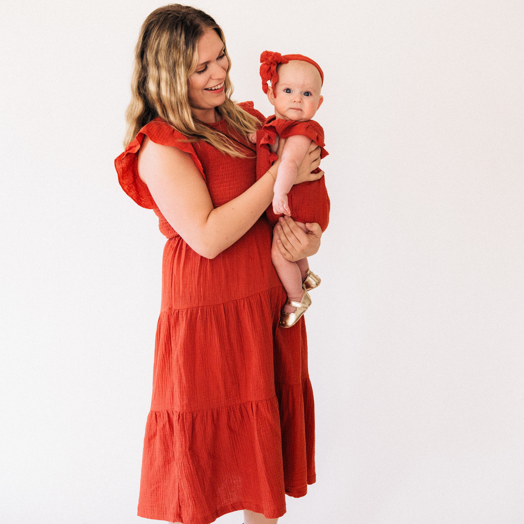 HAHA MAMA Clothing - Venta al por mayor Conjunto de mamá y bebé - Vestido Copper Mommy & Me para mujer12