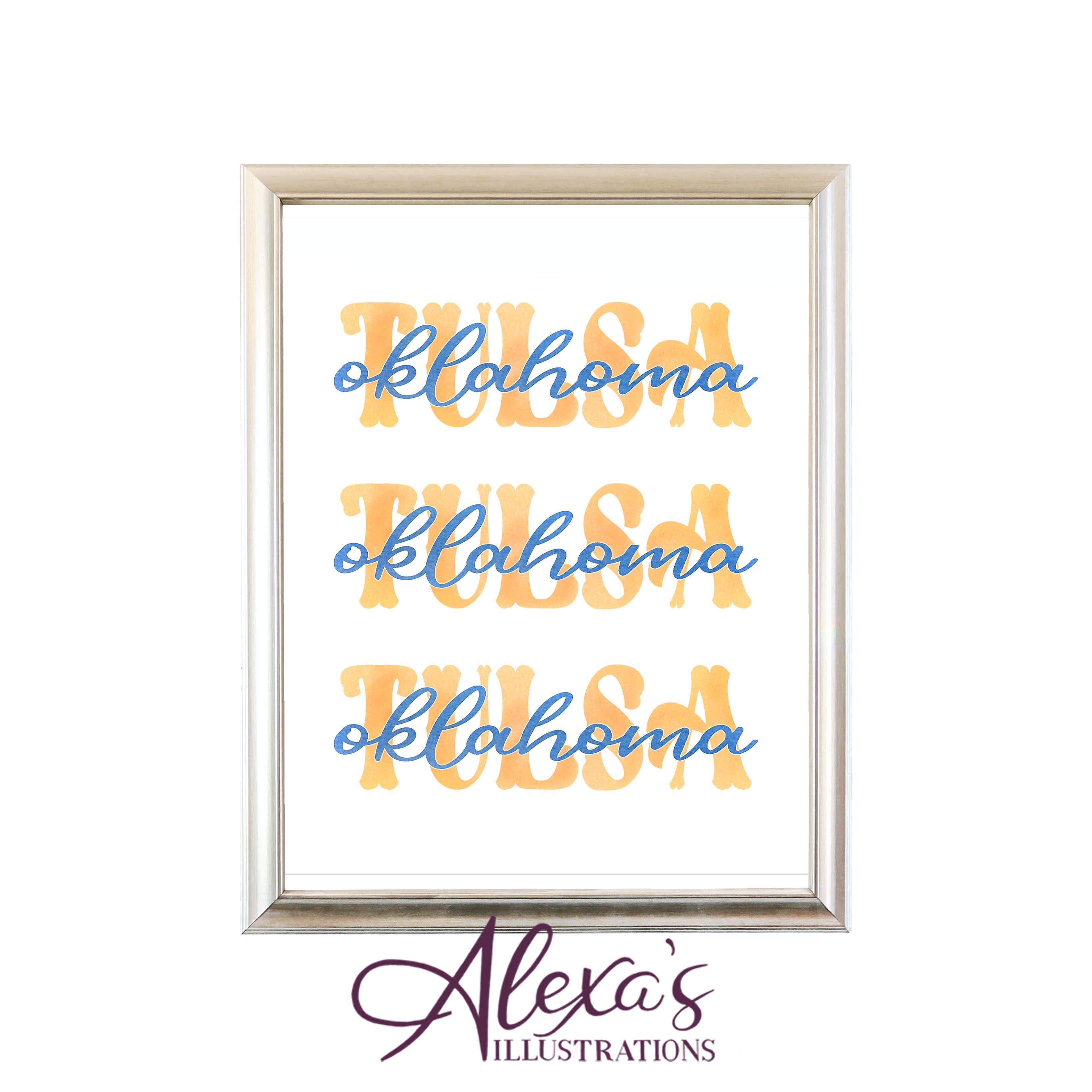 Alexa's Illustrations - Wholesale Art Print - Tulsa, Oklahoma Print Gold1