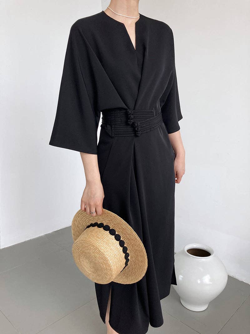 Marayn - Vente Robe – femme - 2025 NOUVELLE Robe Noeud Élégante Moderne Chic Touche Chinoise23