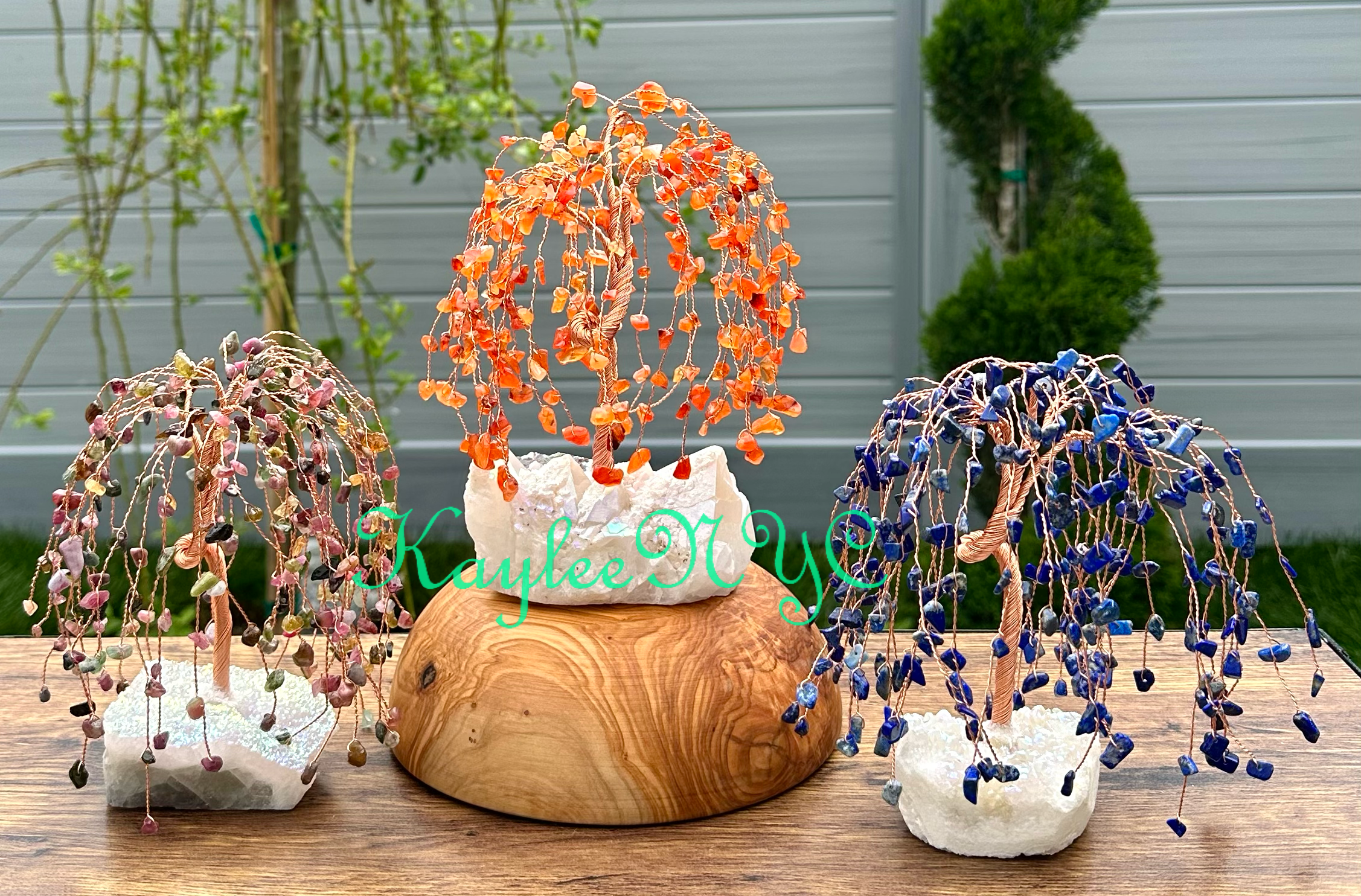 KayleeNYC - Wholesale Decorative Tabletop Object - Weeping Willow Tree with Angel Aura Base Crystal0