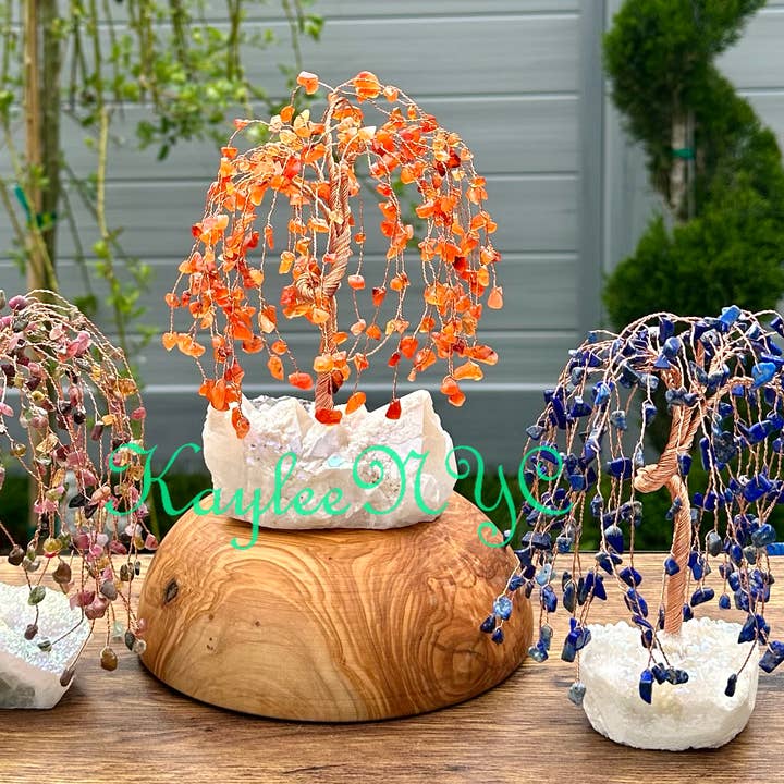 Weeping Willow Tree with Angel Aura Base Crystal for wholesale by KayleeNYC