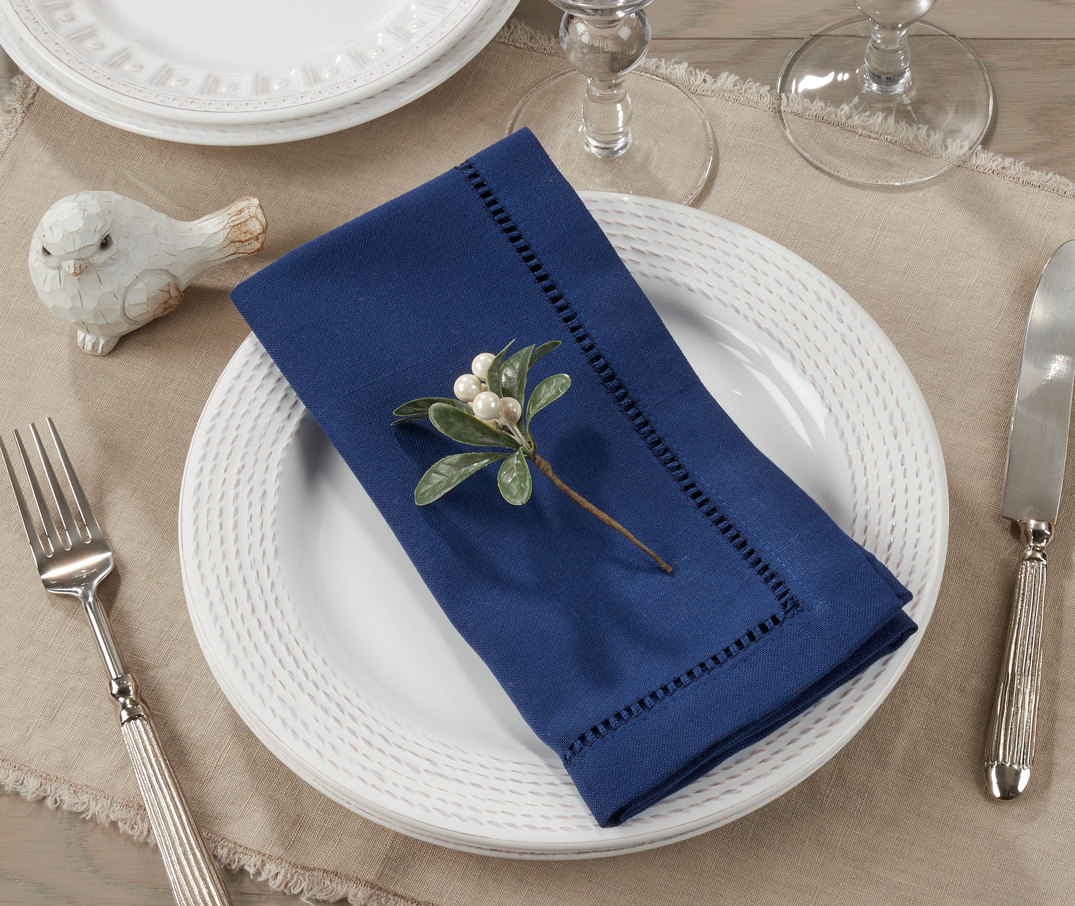 Saro Lifestyle – wholesale Dinner & cloth napkin – Poly Hemstitched Dinner Napkin4