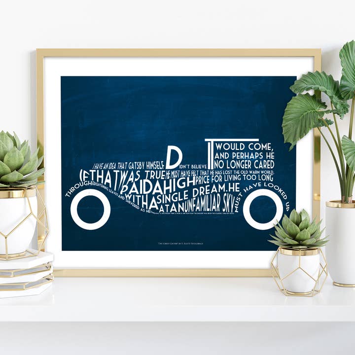 Stampa artistica con citazione di F. Scott Fitzgerald, «The Great Gatsby» per la vendita all'ingrosso da parte di Star Editions