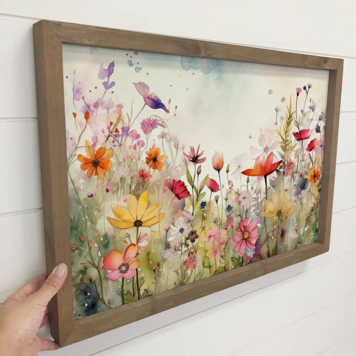 Hangout Home - Wholesale Art Print - Wildflowers Watercolor - Framed Nature Decor - Farmhouse Art