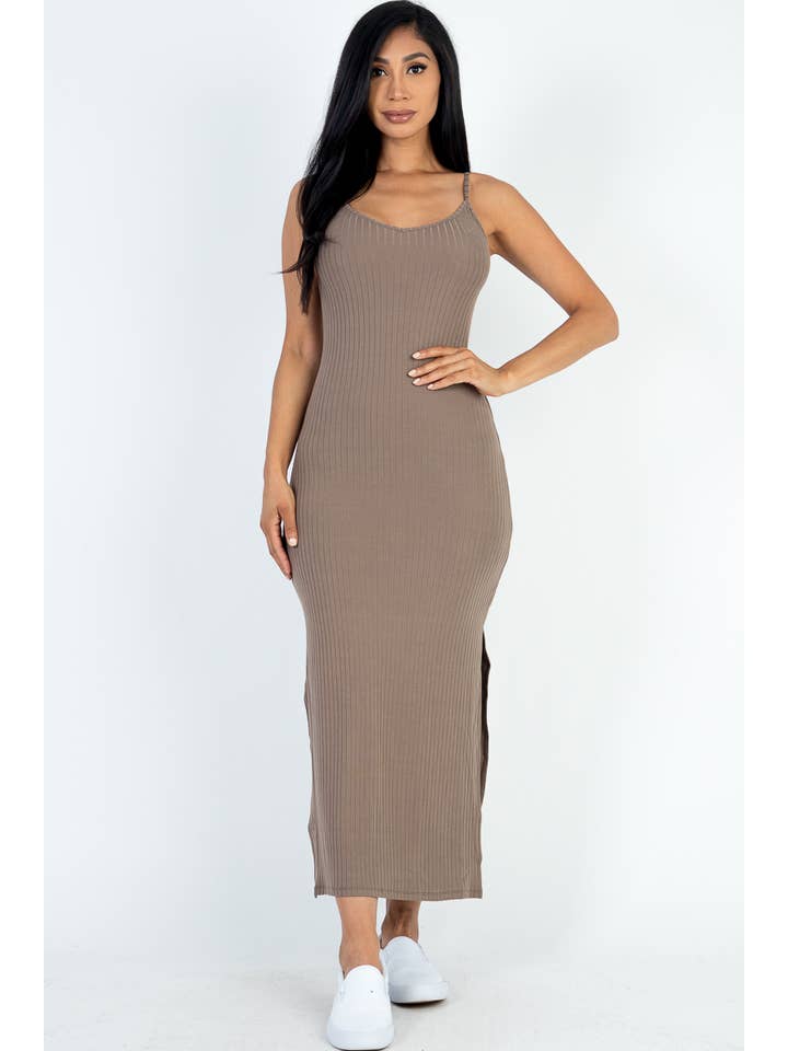 CAPELLA APPAREL - Wholesale Dress - Women's - Ribbed Side Slit Long Cami Dress25