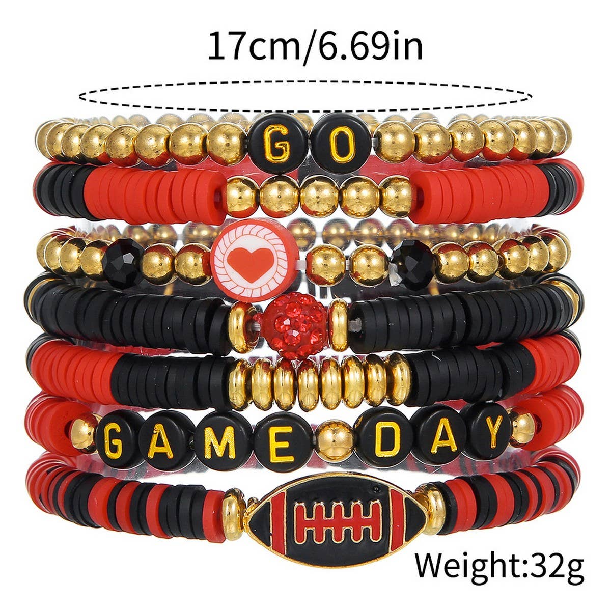 ACCITY - Wholesale Jewelry Set - FOOTBALL HANDMADE SOFT CLAY LETTER BRACELET SET_CWMM35344