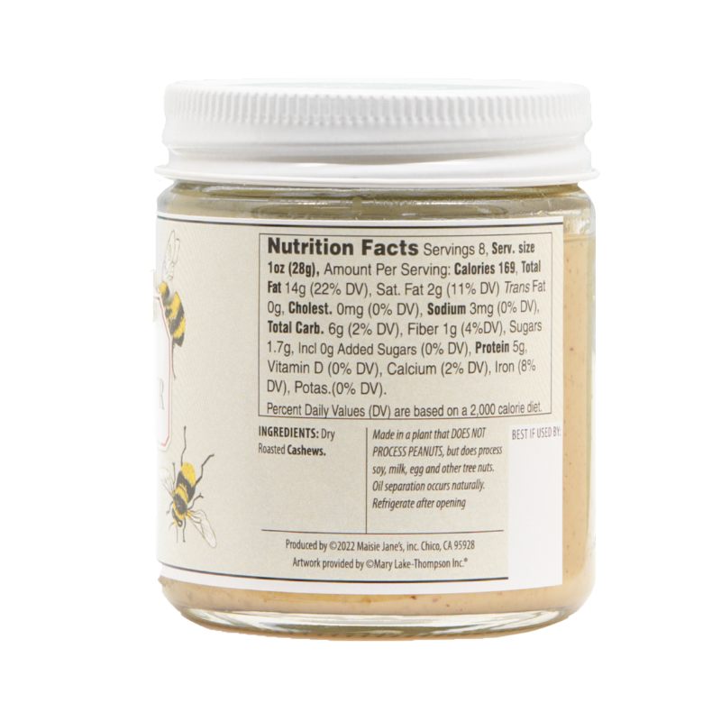 Maisie Jane’s - Wholesale Nut Butter - Bee - Creamy Cashew Butter 8 oz, No Palm Oil2