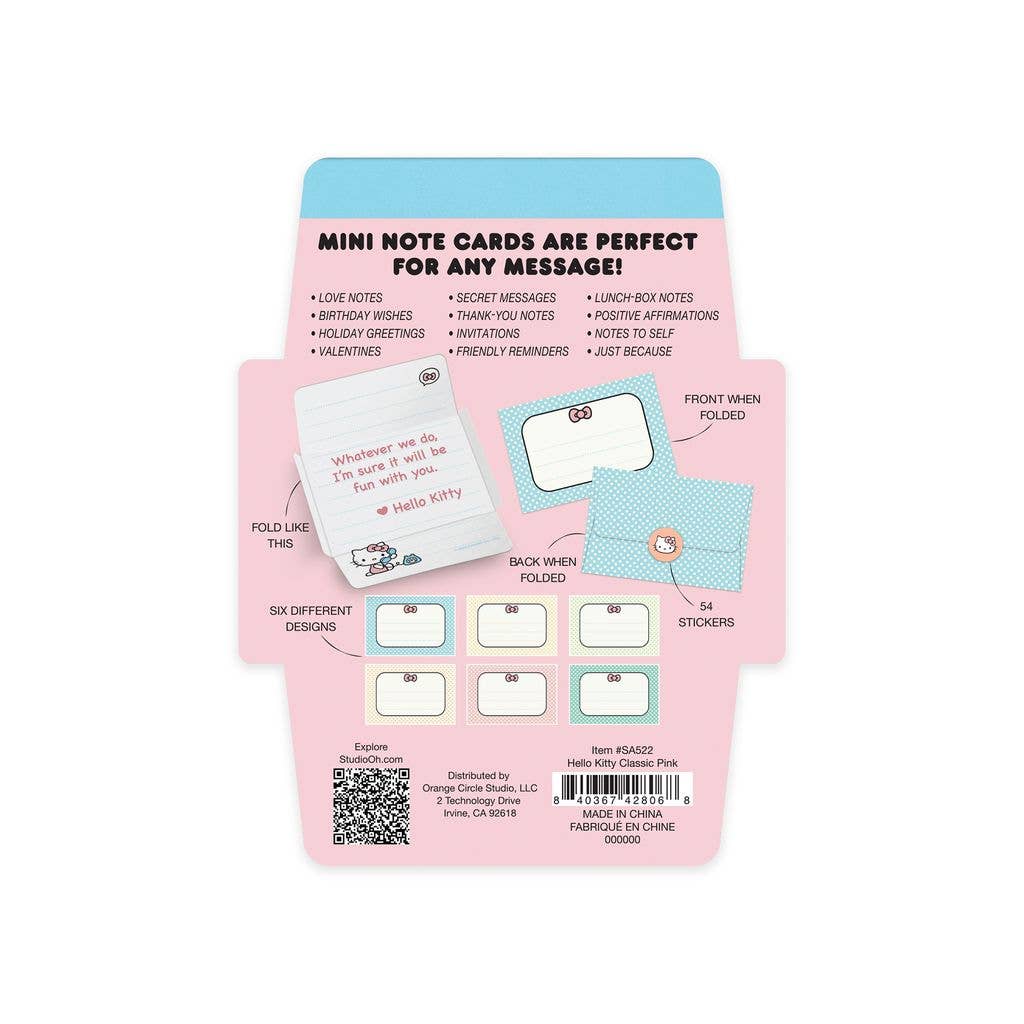 Studio Oh! - Wholesale Stationery/Notecard Set - Hello Kitty Classic Pink Mini Note Cards with Stickers4