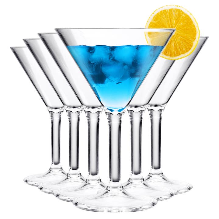 Unbreakable Acrylic Crystal Clear Martini Glasses |Set of 6 for wholesale by The Wine Savant / Khen Glassware