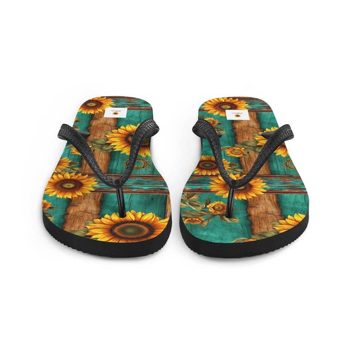 SUNFLOWER DREAMS BOUTIQUE - Venta al por mayor Chanclas - Mujer - Chancletas de color turquesa y girasoles