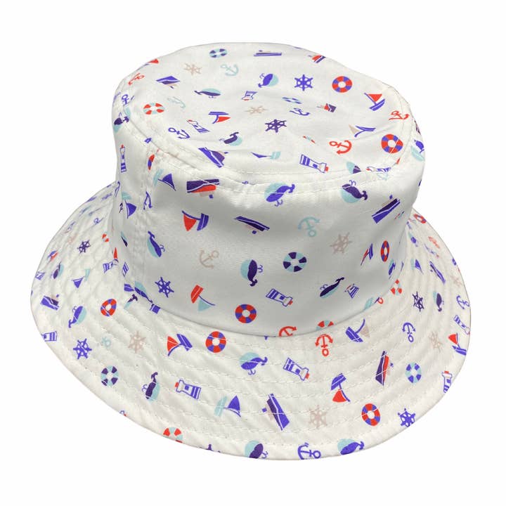White Jacaru Kids Nautical Bucket Hat for wholesale on Faire