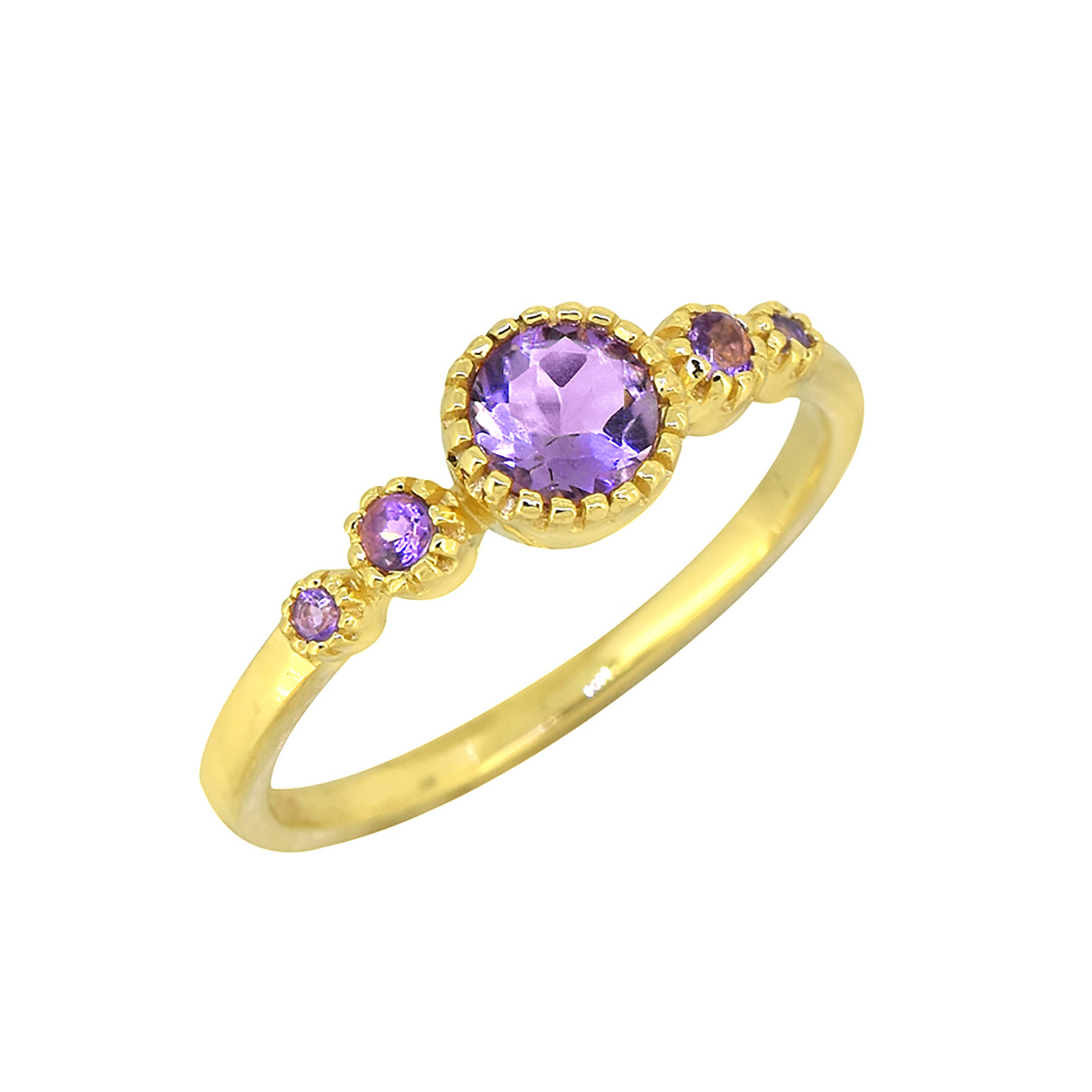 Tiramisu – Großhandel Verlobungsringe – Versilberter 14K Gold Lila Amethyst Edelstein Versprechensring
