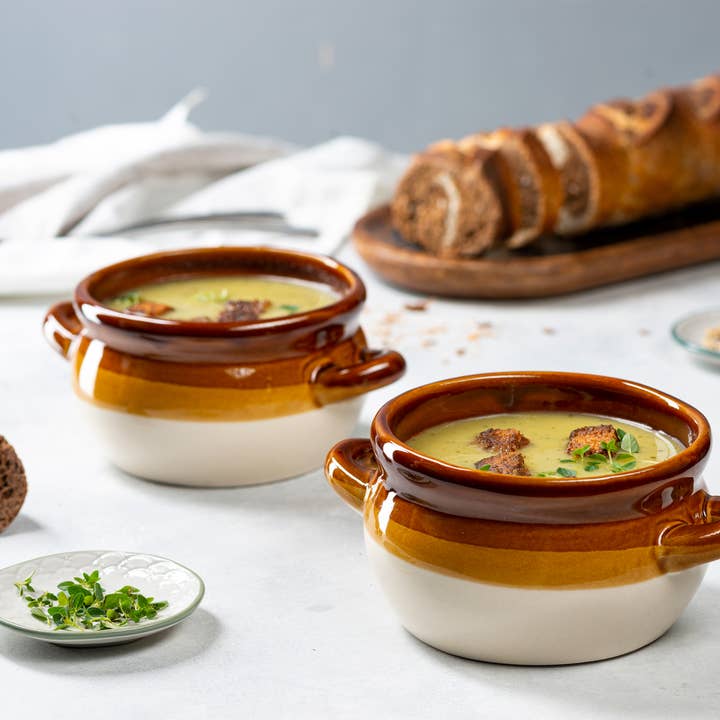 Kook - Wholesale Serve Bowl - Kook Puebla Ceramic French Onion Soup Crocks, Set of 4,18 oz1