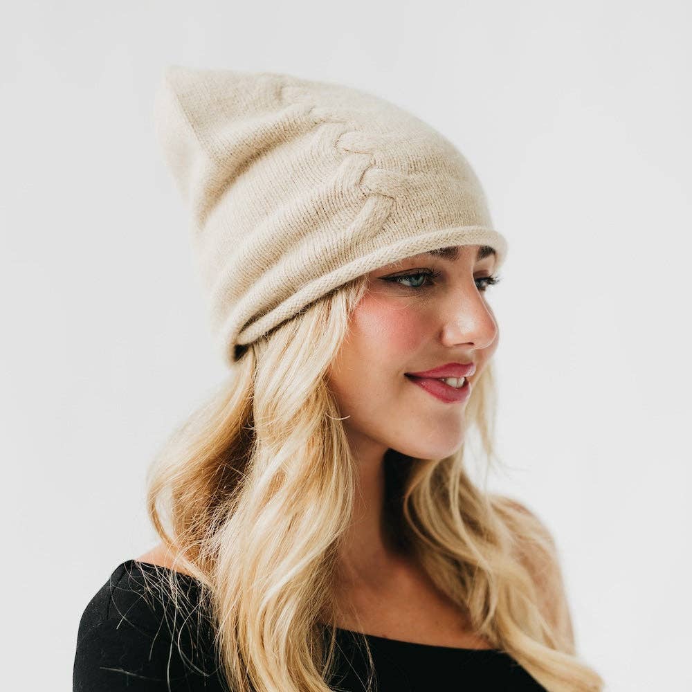 Pretty Simple - Wholesale Beanie - Women's - Cable Rolled Edge Cashmere Beanie5