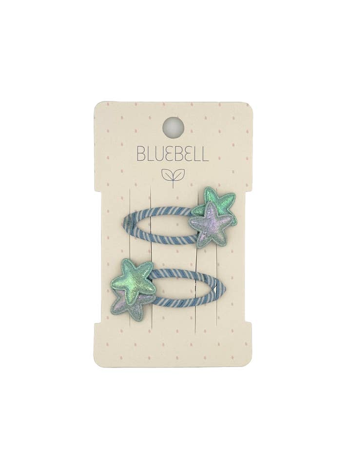 Double Star Clips - Ice Blue for wholesale by Bluebell Petite