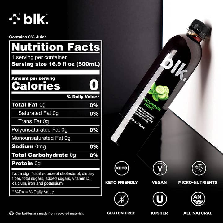 blk. water - Wholesale Sparkling Water - Fulvic Acid Infused Water Cucumber Mint 500 mL blk. (12)