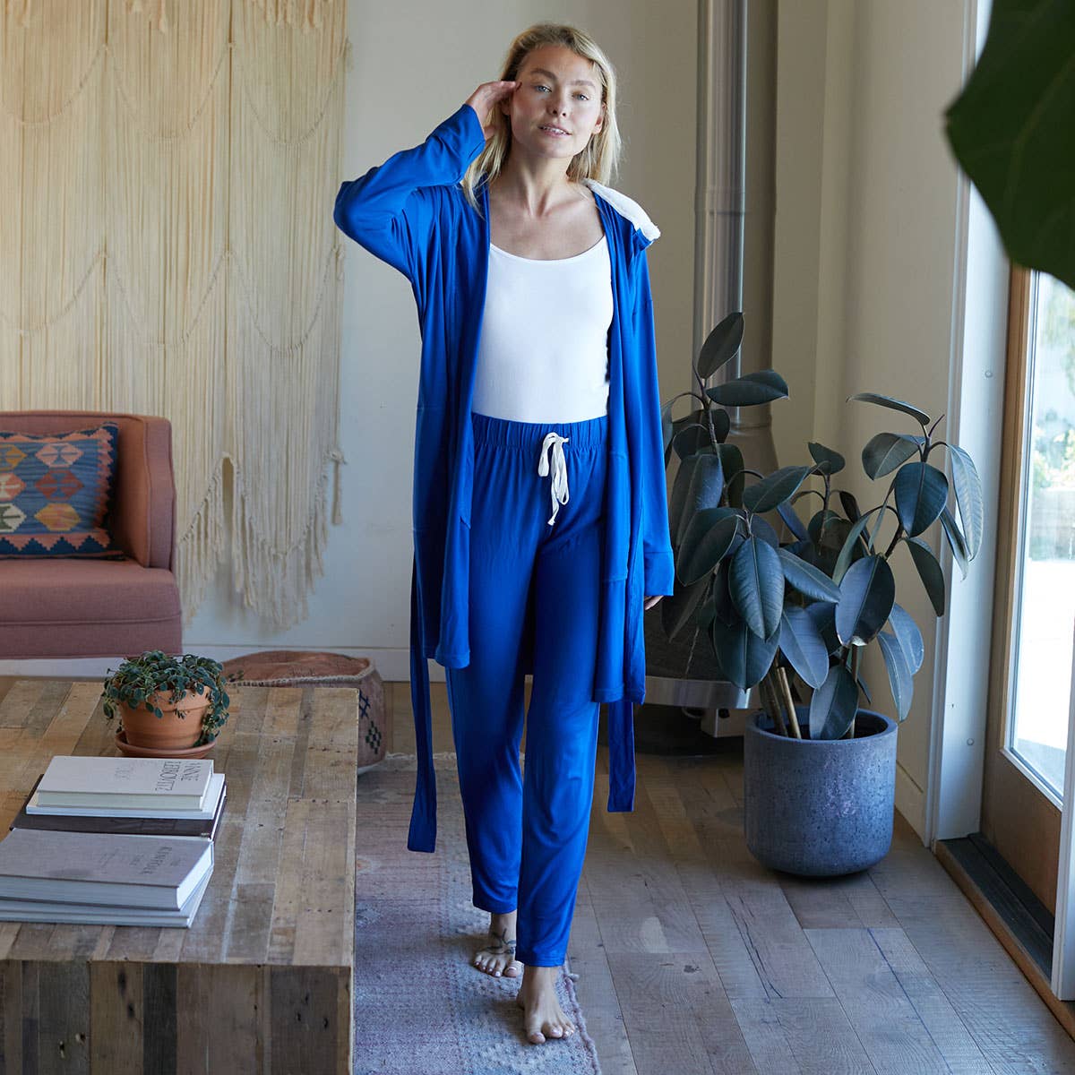 Pure Fiber - Wholesale Robe - Women's - Hooded Jersey Robe & Pants Set – Soft Bamboo Loungewear4