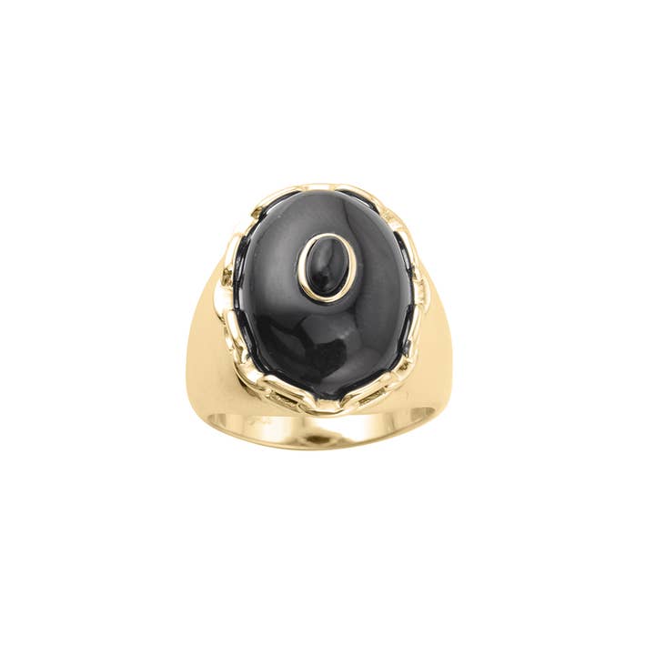 Clothide stone onyx gouden zilveren ring voor wholesale door ORUS BIJOUX