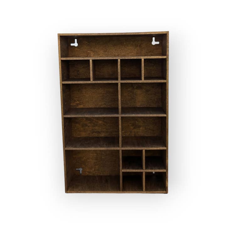 Shelfish Modern – wholesale Display shelf – Multi Compartment Wooden Display Shelf - Crystal Display Shelf - Curio Cabinet- Knick Knack Display - Printer Tray -Figure Organizer Display