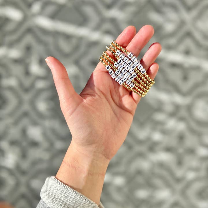 Kaylie Dawn Jewelry - Wholesale Beaded Bracelet - Custom Area Code Zip Code or Date Handmade Stretchy Bracelet3