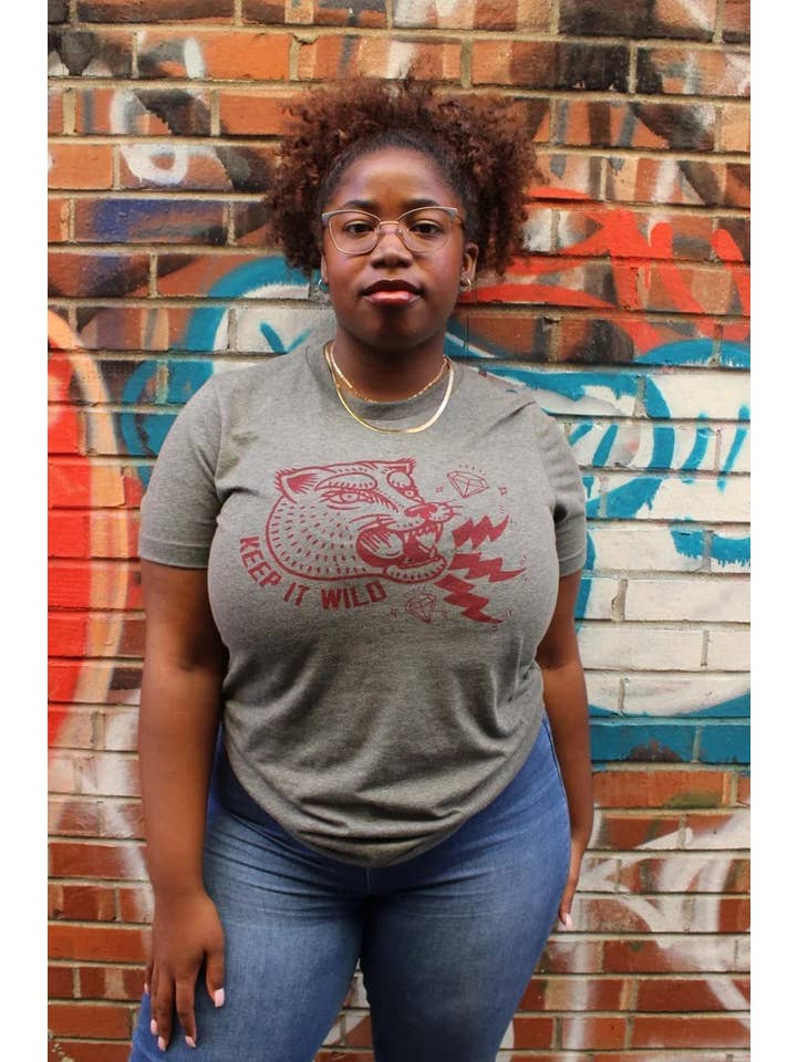 Yonder Studios - Wholesale Screen Printed T-Shirt - Women's - Keep It Wild Shirt in Red2