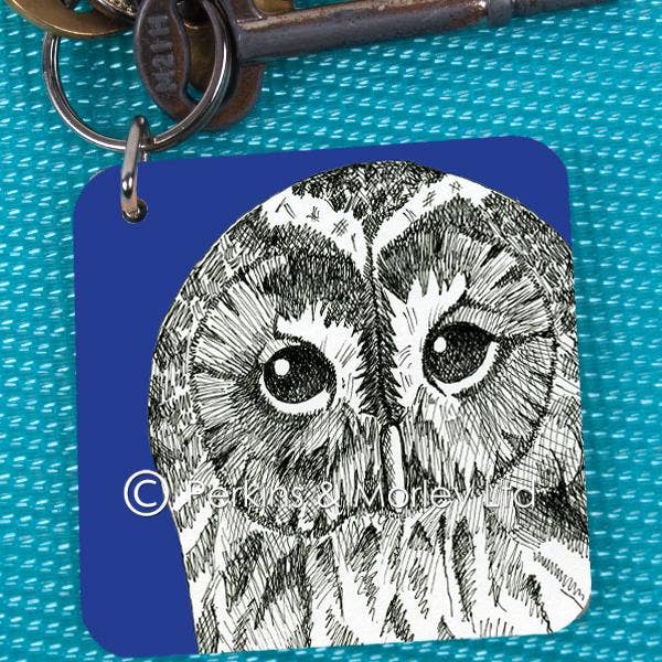 owl wooden keyring for wholesale by Perkins & Morley
