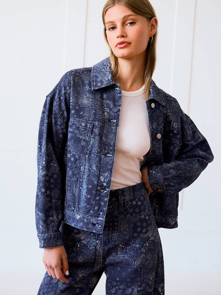 Washed Bandana Print Jacket - RJ1111 for wholesale by RAISONNEL