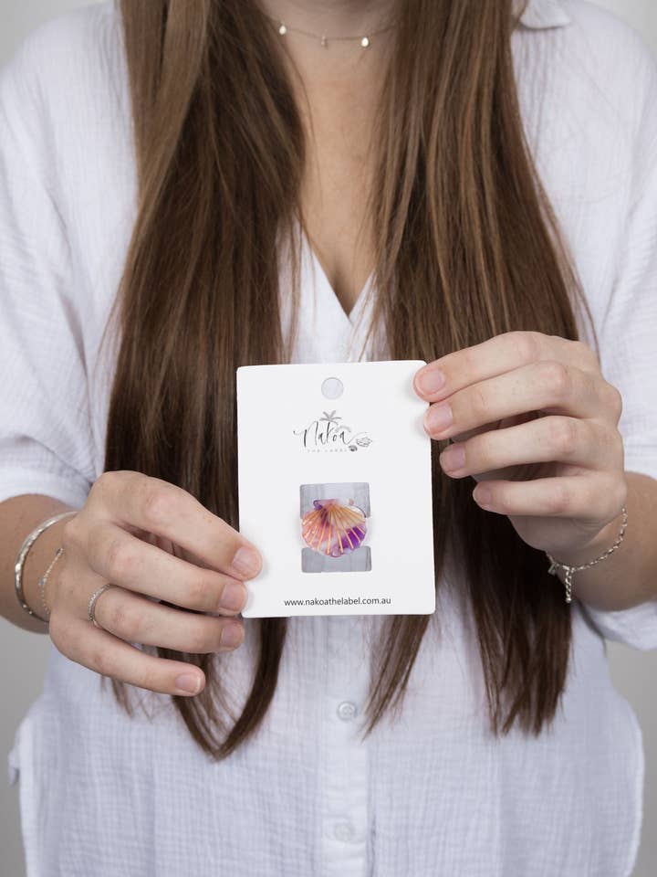 Claw Clip -- Clam Shell - Acetate - Small - Sea Life for wholesale by Nakoa The Label