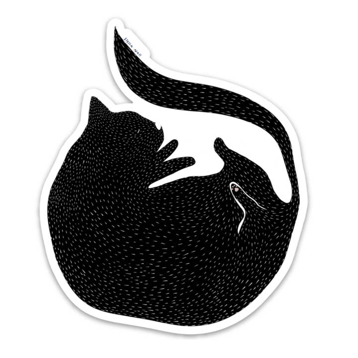 Round Cat Sticker for wholesale by Stella Nall